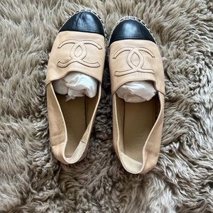 Chanel black and beige espadrilles